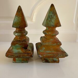 Cast Iron Finials - Rustic Patina - Set of 2